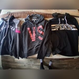 3 PC HOODIE BUNDLE:  1 PINK, 1 VS & 1 HOLLISTER/M